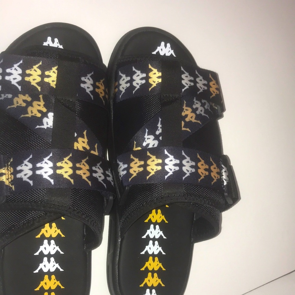 Kappa Banda Mitel 7 Adjustable Men's Slides Black/Yellow/White NEW! Size 7